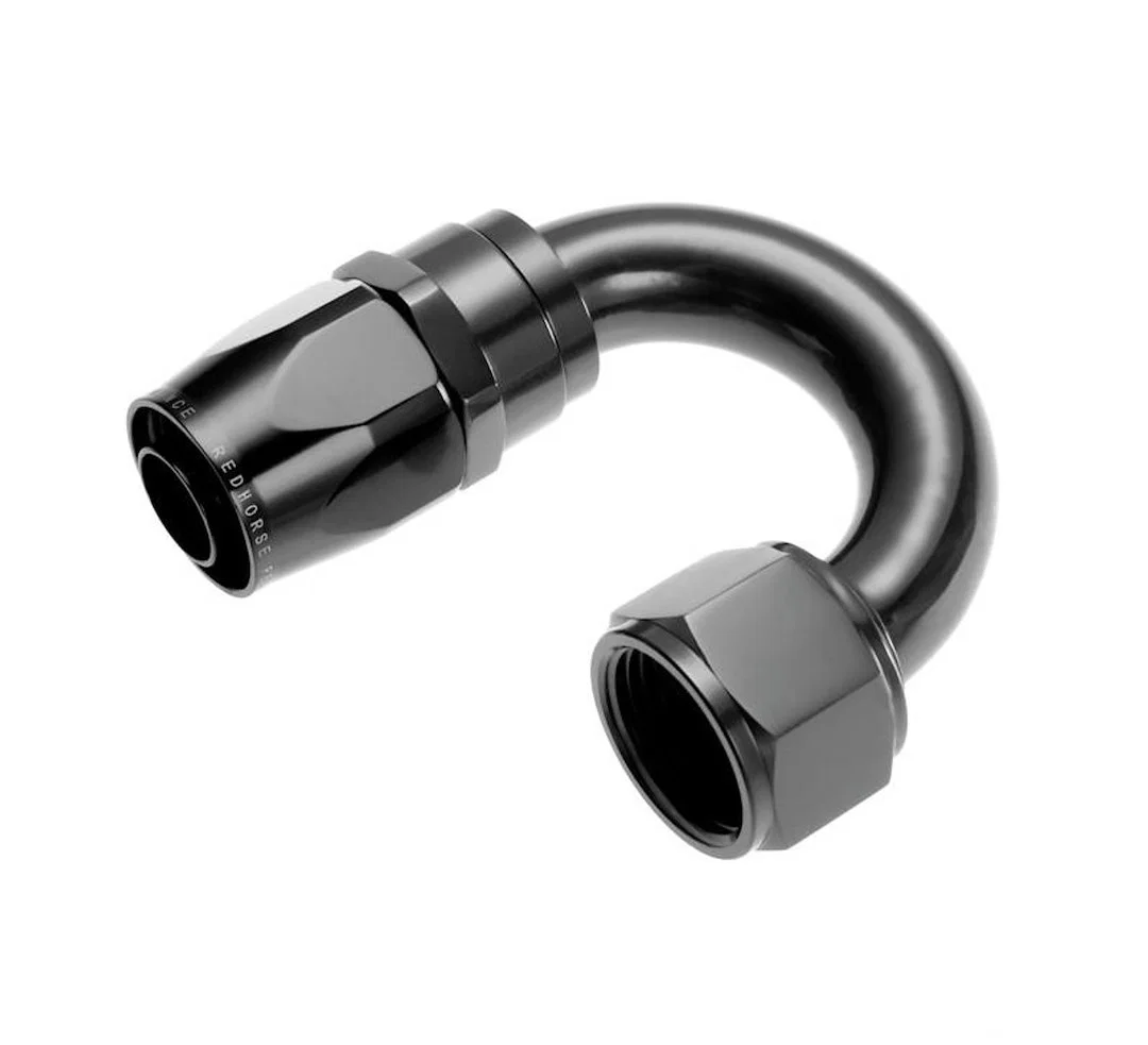 1180-06-2 – REDHORSE Hose End Fitting, -6 AN Hose -6 AN Outlet 180 Degree Anodized Black Aluminum Single
